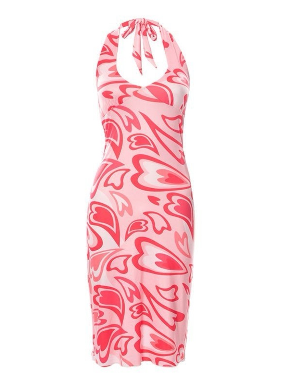 Love Sign Pink Retro Heart Halter Midi Dress NWOT size Medium - Picture 3 of 8